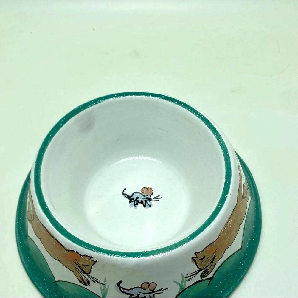 Mesa International Signed Art Pottery Cat Dish